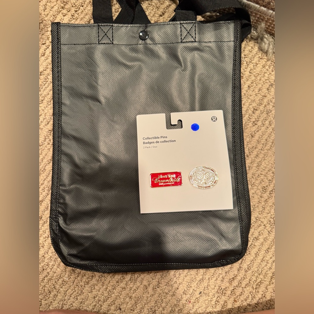 Lululemon Tennis Collectible Pins + Reusable Tote Bag New